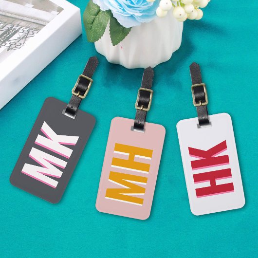Gelb & Weiß Shadow Monogram Junggesellinnenabschie Gepäckanhänger