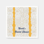 Gelb & Weiß Spitzen hell Elegantes Rustikales Part Serviette (Vorderseite)