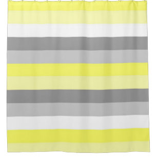Gelb, weiß und Grau Stripes Duschvorhang