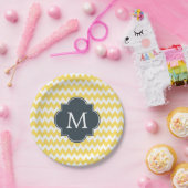 Gelb, weiß und Kohle Zickzack Pappteller (Party)