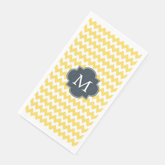 Gelb, weiß und Kohle Zickzack Serviette (Ecke)