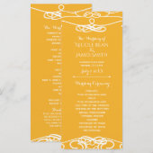 Gelb & Weiß Vintage Elegantes Hochzeitsprogramm Programm (Vorne/Hinten)