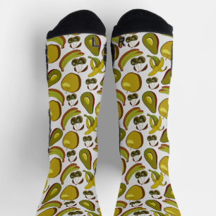 Gelb-weiß-w-Muster der tropischen Früchte Socken