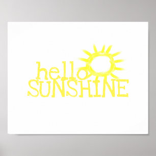 Gelb-weiß-Zitat der lustigen hallo-Sonne Poster