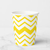 Gelb-weiße Chevron-Zickzack-Musterdesign Pappbecher (Rückseite)