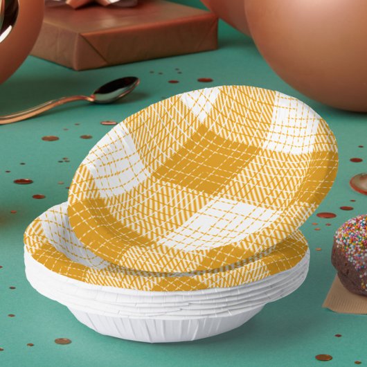 Gelb-weiße, fett karierte Karo-Design  Pappteller