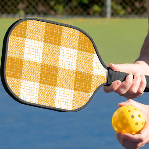 Gelb-weiße, fett karierte Plaid-Design Pickleball Schläger