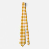 Gelb-weiße, fett karierte Plaid-Muster  Krawatte (Vorderseite)