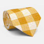 Gelb-weiße, fett karierte Plaid-Muster  Krawatte (Gerollt)