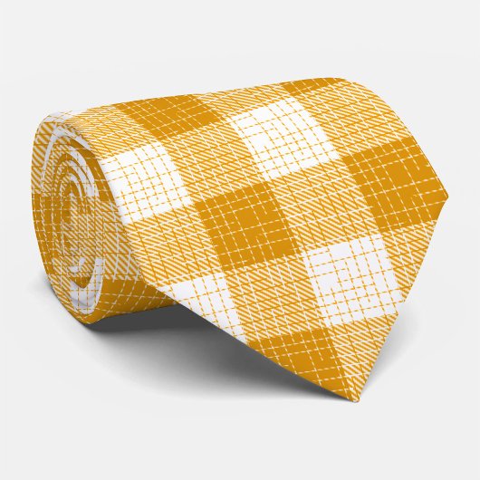 Gelb-weiße, fett karierte Plaid-Muster  Krawatte