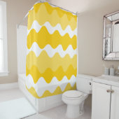 Gelb-weiße horizontale Wellenmuster Duschvorhang (Beispiel)