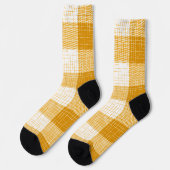 Gelb-weiße karierte Design  Socken (Linkes Detail)