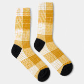 Gelb-weiße karierte Design  Socken (Rechts)