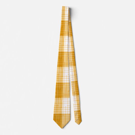 Gelb-weiße karierte Plaid-Design Krawatte (Vorderseite)