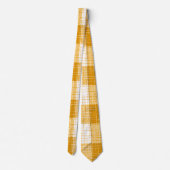 Gelb-weiße karierte Plaid-Design Krawatte (Rückseite)