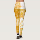 Gelb-weiße karierte Plaid-Design Leggings (Rückseite)
