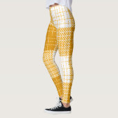 Gelb-weiße karierte Plaid-Design Leggings (Links)