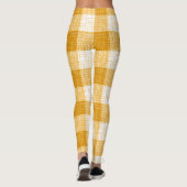 Gelb-weiße karierte Plaid-Design  Leggings (Rückseite)