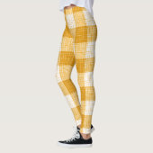 Gelb-weiße karierte Plaid-Design  Leggings (Links)