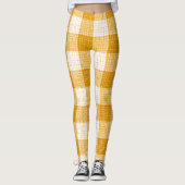 Gelb-weiße karierte Plaid-Design  Leggings (Vorderseite)