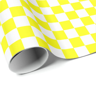 Gelb-weiße Schachbrettquadrate Geschenkpapier