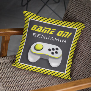 Gelb-weißer Videospielcontroller Kinderzimmer Kissen