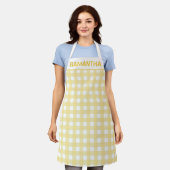Gelb-weißes Gingham-Karomuster Schürze (Getragen)