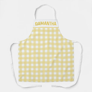 Gelb-weißes Gingham-Karomuster Schürze