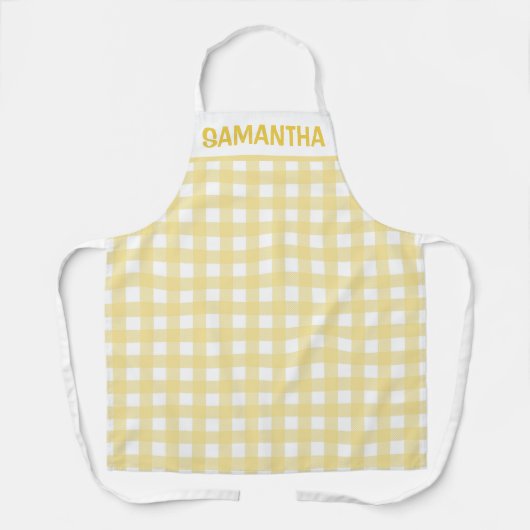 Gelb-weißes Gingham-Karomuster Schürze (Vorderseite)