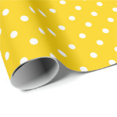 Gelb| Weißes Polka - Dot - Umhüllungspapier Geschenkpapier (Rolleneckpunkt)