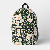 Gelb zentrierte weiße Blume und grüner Hintergrund Bedruckter Rucksack (Vorderseite)
