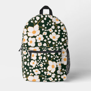 Gelb zentrierte weiße Blume und grüner Hintergrund Bedruckter Rucksack