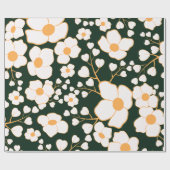 Gelb zentrierte weiße Blume und grüner Hintergrund Geschenkpapier (Flach)