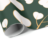 Gelb zentrierte weiße Blume und grüner Hintergrund Geschenkpapier (Rolleneckpunkt)