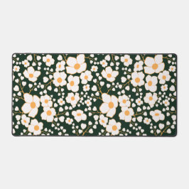 Gelb zentrierte weiße Blume und grüner Hintergrund Schreibtischunterlage