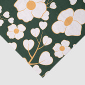 Gelb zentrierte weiße Blume und grüner Hintergrund Seidenpapier (Detail)