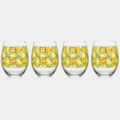 Gelb Zitronengelb, Muster aus Hartglas, mediterran Weinglas Ohne Stiel (Rechts)