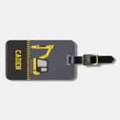 Gelbbagger mit Bruchkids Gepäckanhänger (Vorderseite horizontal)