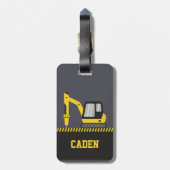 Gelbbagger mit Bruchkids Gepäckanhänger (Rückseite vertikal)