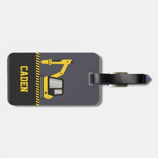 Gelbbagger mit Bruchkids Gepäckanhänger (Rückseite horizontal)