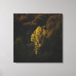 Gelbbaum, der aus der Menge stehend wurde Leinwanddruck