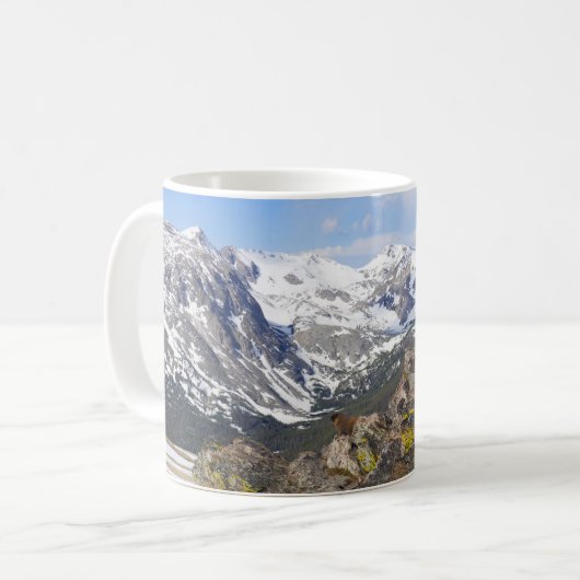 Gelbbbellische Marmot-Gazing in den Rocky Mountain Kaffeetasse (Vorderseite Links)