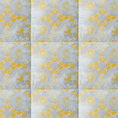 Gelbbeige Medallion mit gesteintem Gelb Fliese