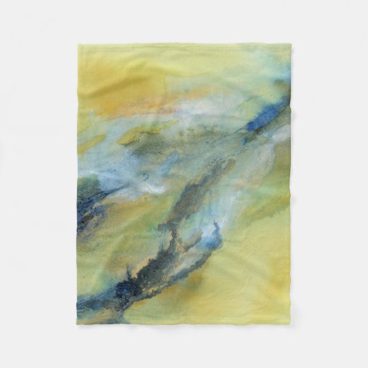 Gelbblau Abstraktes Marmormuster Fleecedecke (Vorderseite)