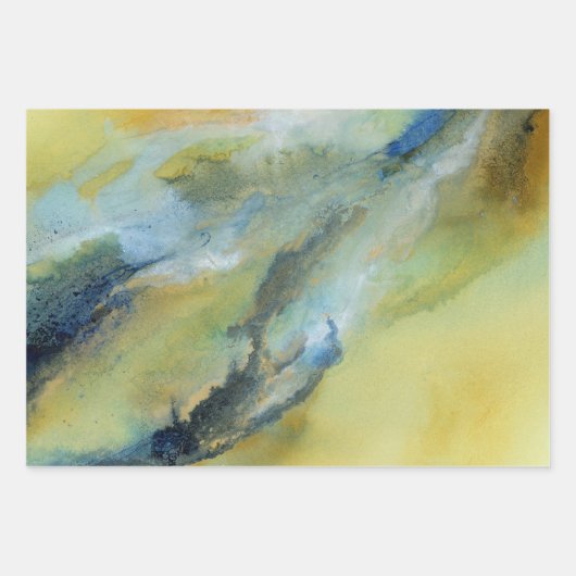 Gelbblau Abstraktes Marmormuster Geschenkpapier Set (Vorderseite 3)