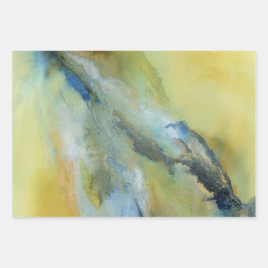 Gelbblau Abstraktes Marmormuster Geschenkpapier Set (Vorderseite 2)