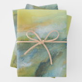 Gelbblau Abstraktes Marmormuster Geschenkpapier Set (Beispiel)