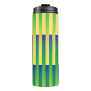 Gelbblau gestreiftes Muster Thermosbecher