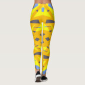 Gelbblau, grau, lebhaft, Abstrakt geometrisch Leggings (Rückseite)