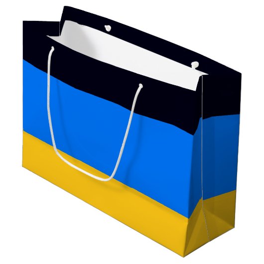 Gelbblau Große Geschenktüte (Vorderseite Schrägansicht)